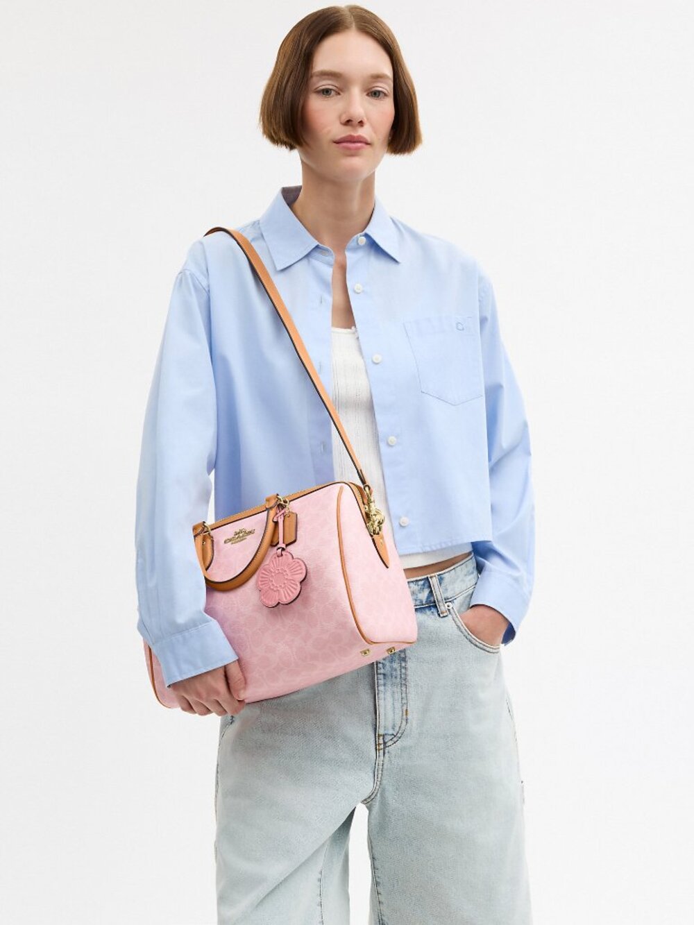 Coach Outlet Rowan Large Satchel Bag In Signature Canvas With Charms